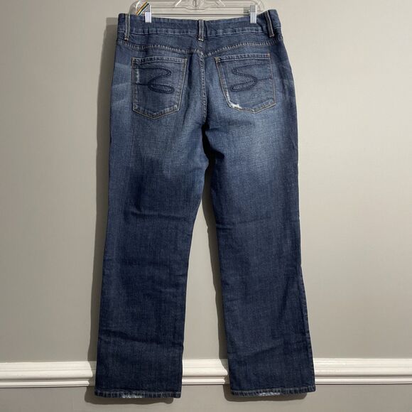 Vintage Seven7 Jeans Women’s 18 Premium Dark Wash Distressed Denim Wide Leg Y2K - Picture 2 of 16